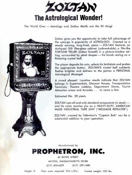 1969 Prophetron Zoltan Fortune Teller Wahrsage Automat